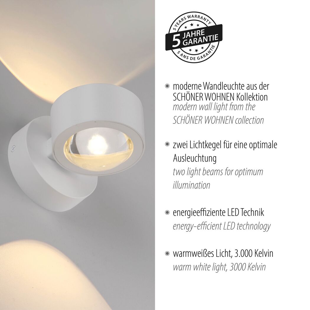 Weißer LED-Spot Chia mit warmweißem Licht
