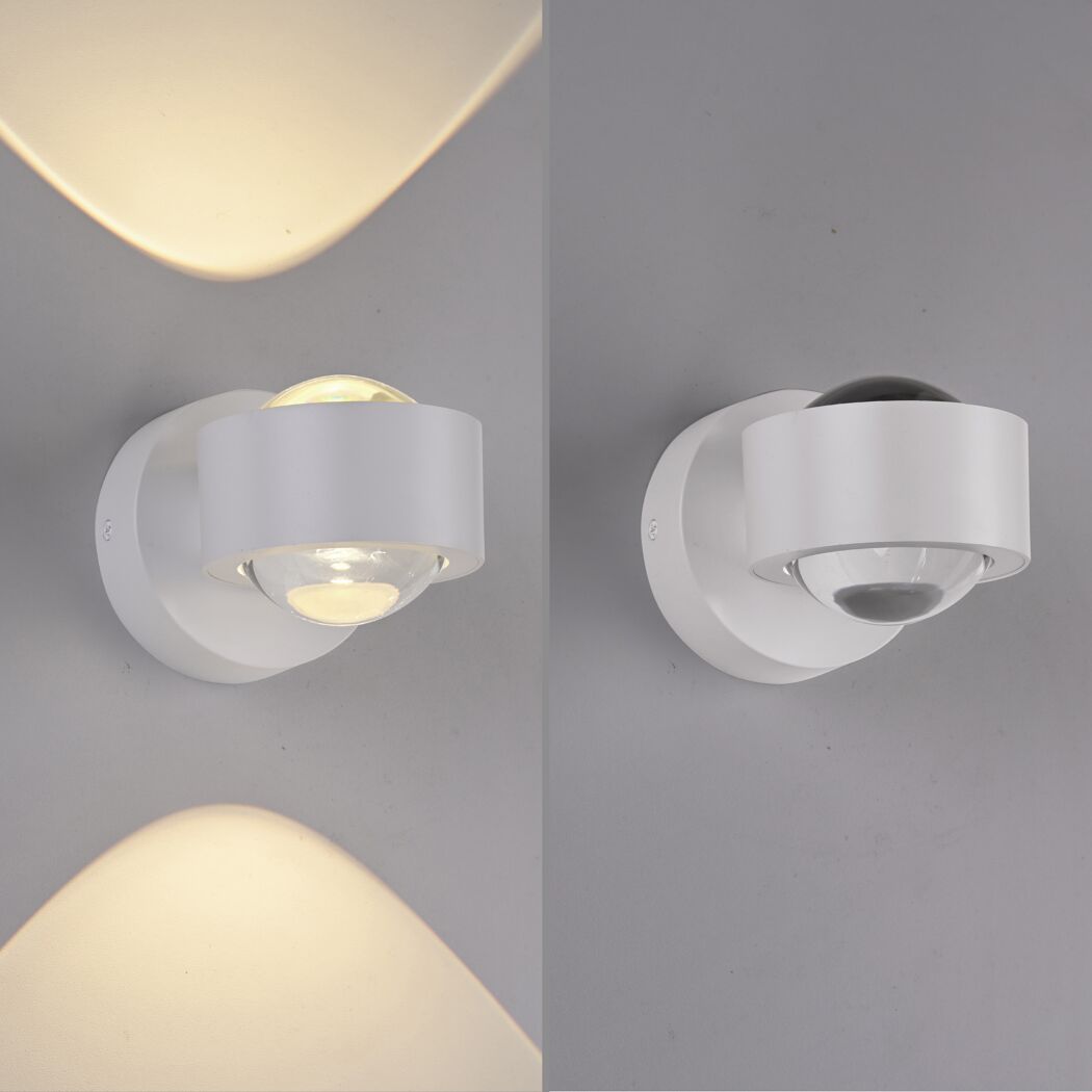 LED-Spot Chia, an- und ausgeschaltet, mit warmweißem Licht.