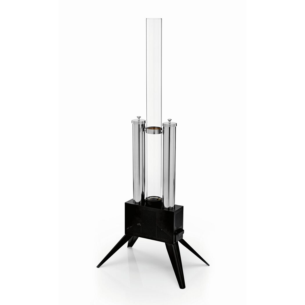 Pellet-Feuersäule Edelstahl schwarz 34,5 x 135 x 53,5 cm