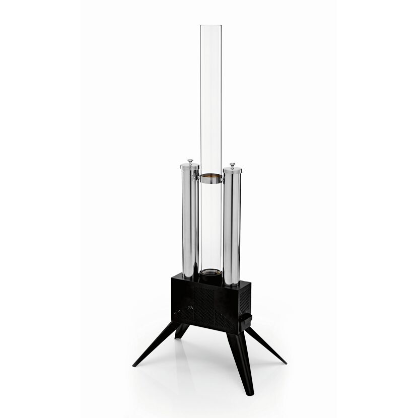 Pellet-Feuersäule Edelstahl schwarz 34,5 x 135 x 53,5 cm