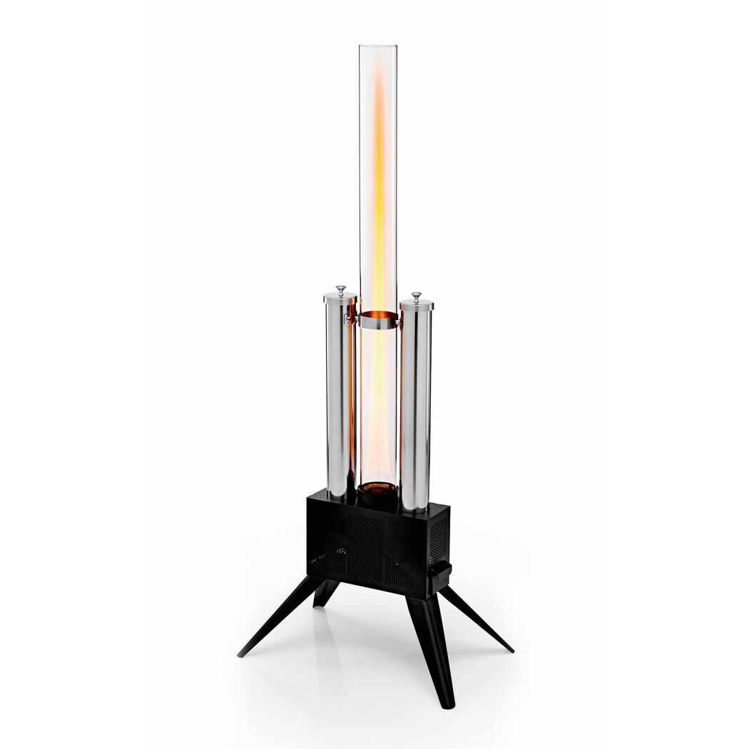 Pellet-Feuersäule Edelstahl schwarz 34,5 x 135 x 53,5 cm