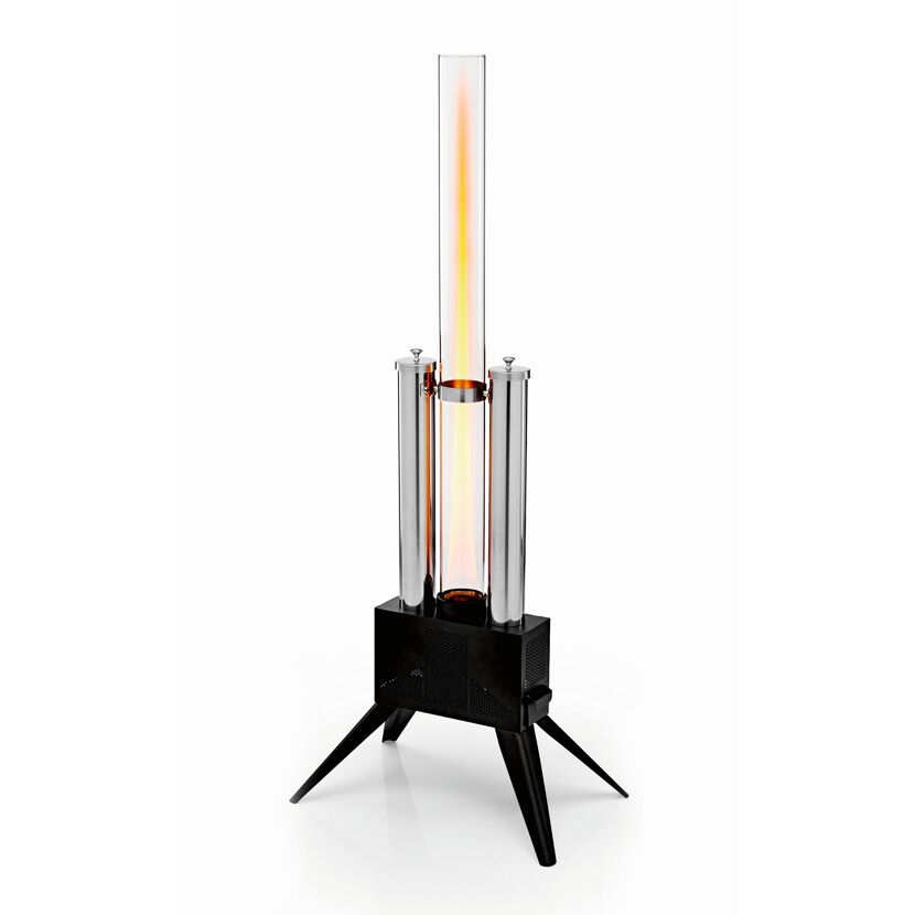 Pellet-Feuersäule Edelstahl schwarz 34,5 x 135 x 53,5 cm