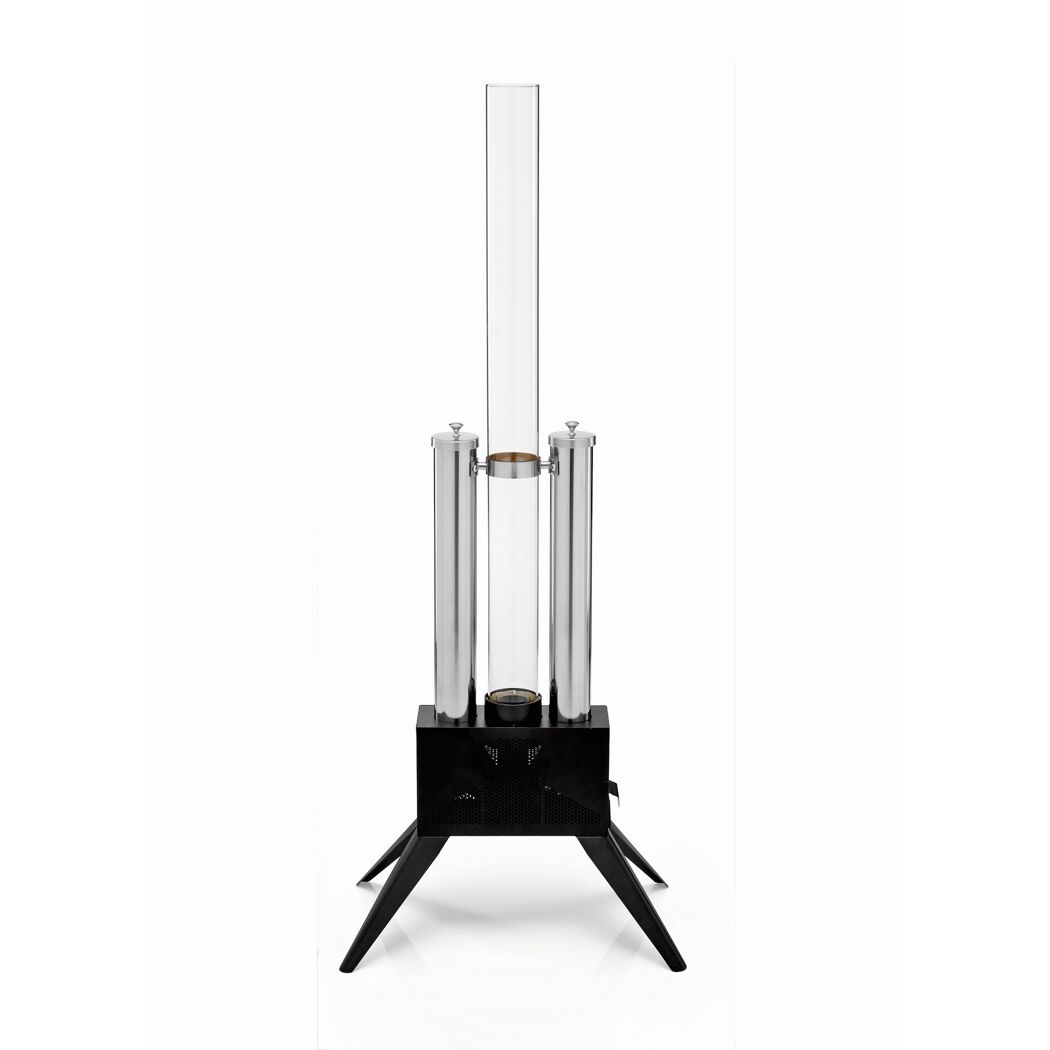 Pellet-Feuersäule Edelstahl schwarz 34,5 x 135 x 53,5 cm