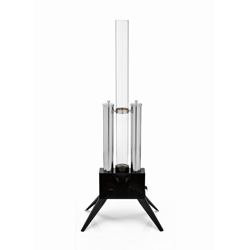 Pellet-Feuersäule Edelstahl schwarz 34,5 x 135 x 53,5 cm