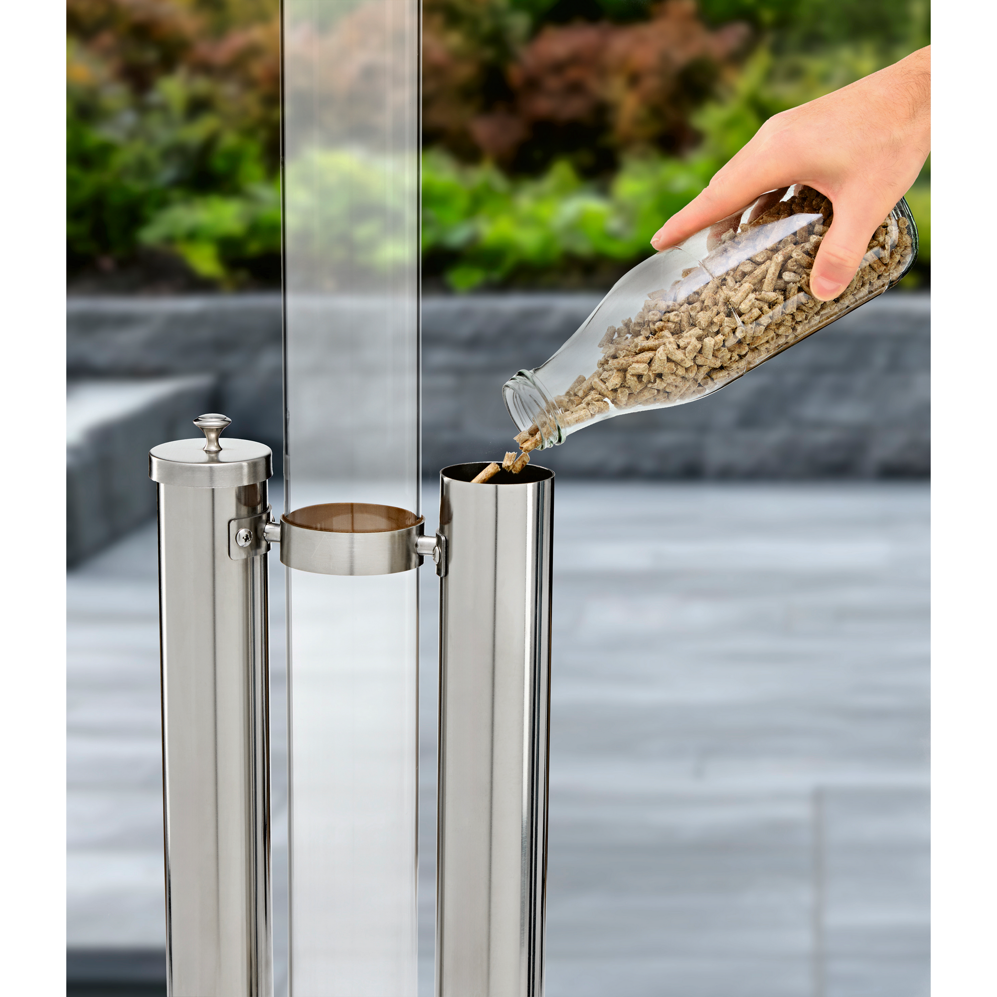 Pellet-Feuersäule Edelstahl schwarz 34,5 x 135 x 53,5 cm