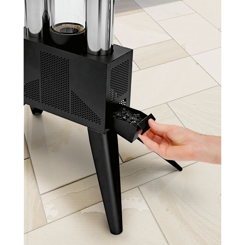 Pellet-Feuersäule Edelstahl schwarz 34,5 x 135 x 53,5 cm