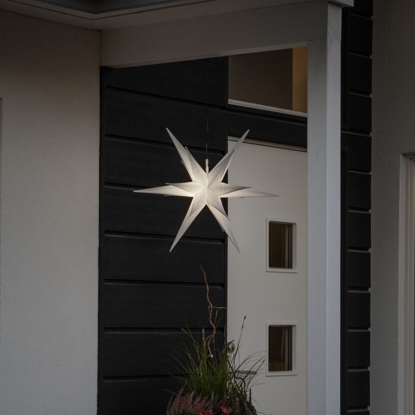 LED-3D-Kunststoffstern grau warmweiß