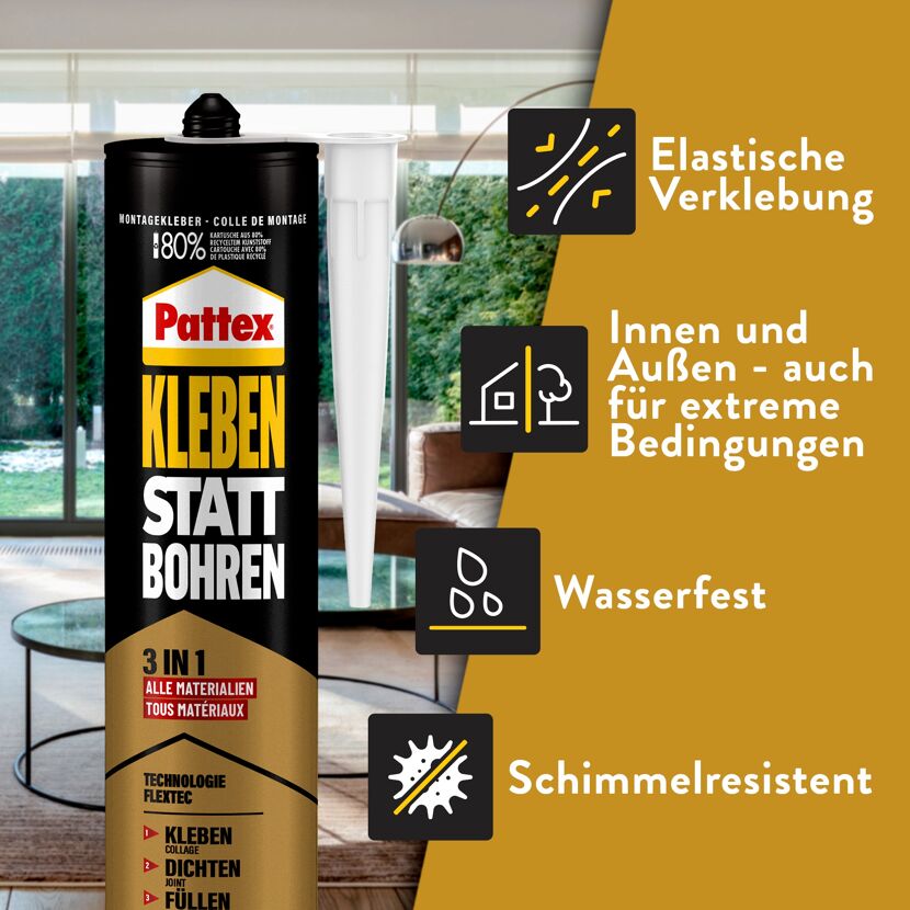 Montagekleber 'Kleben statt Bohren 3 in 1 ' weiß 390 g