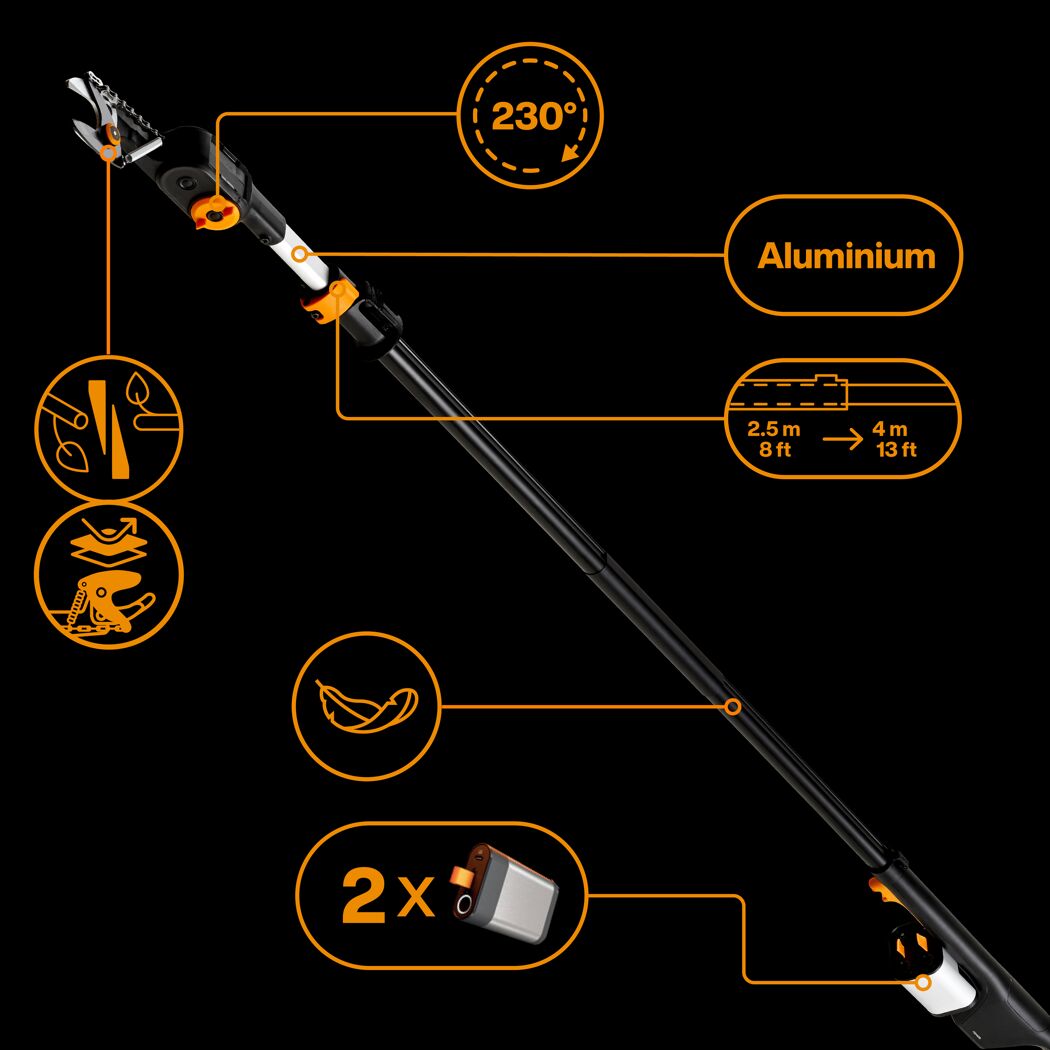 Akku-Hochentaster 'Bypass' 12 V ohne Akku 190-600 cm