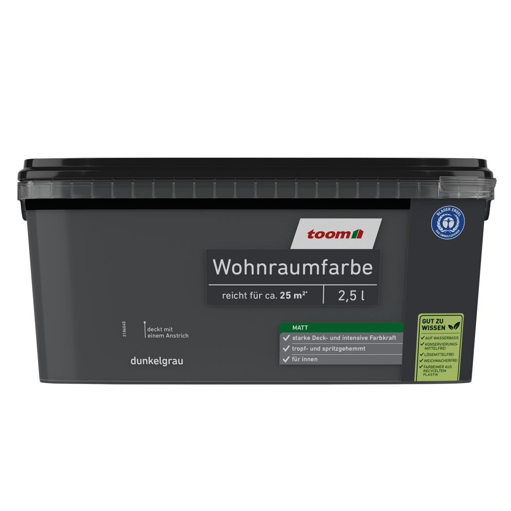 Wohnraumfarbe dunkelgrau matt 2,5 l