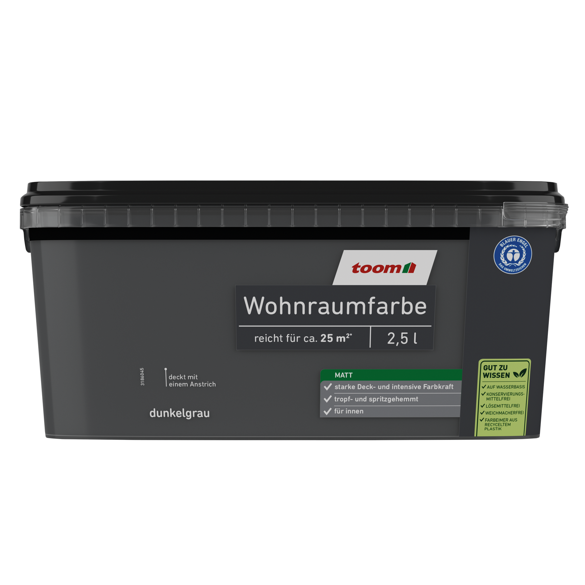Wohnraumfarbe dunkelgrau matt 2,5 l