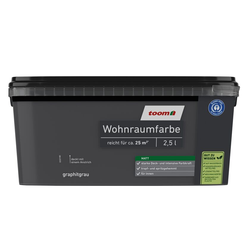 Wohnraumfarbe graphit matt 2,5 l