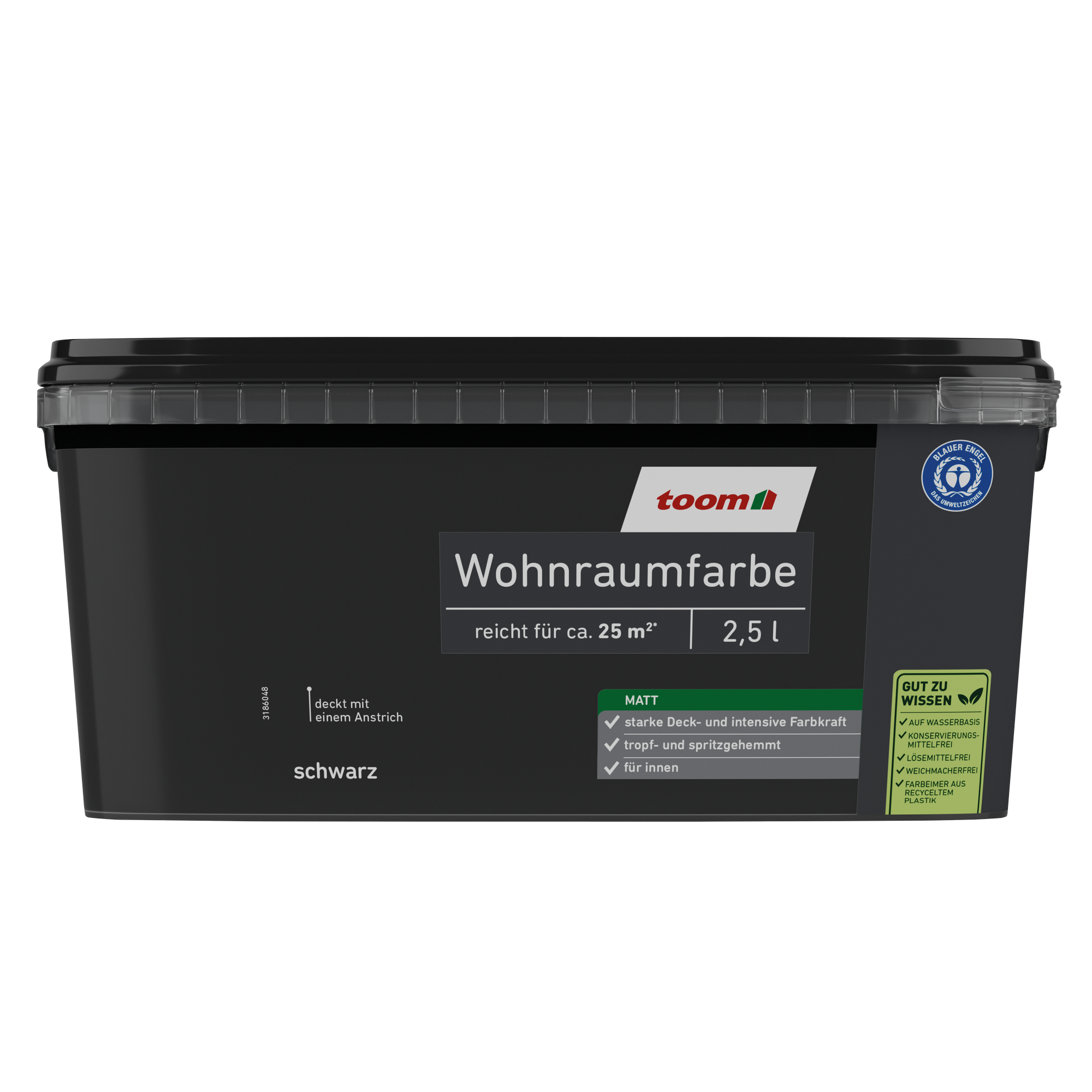 Wohnraumfarbe schwarz matt 2,5 l