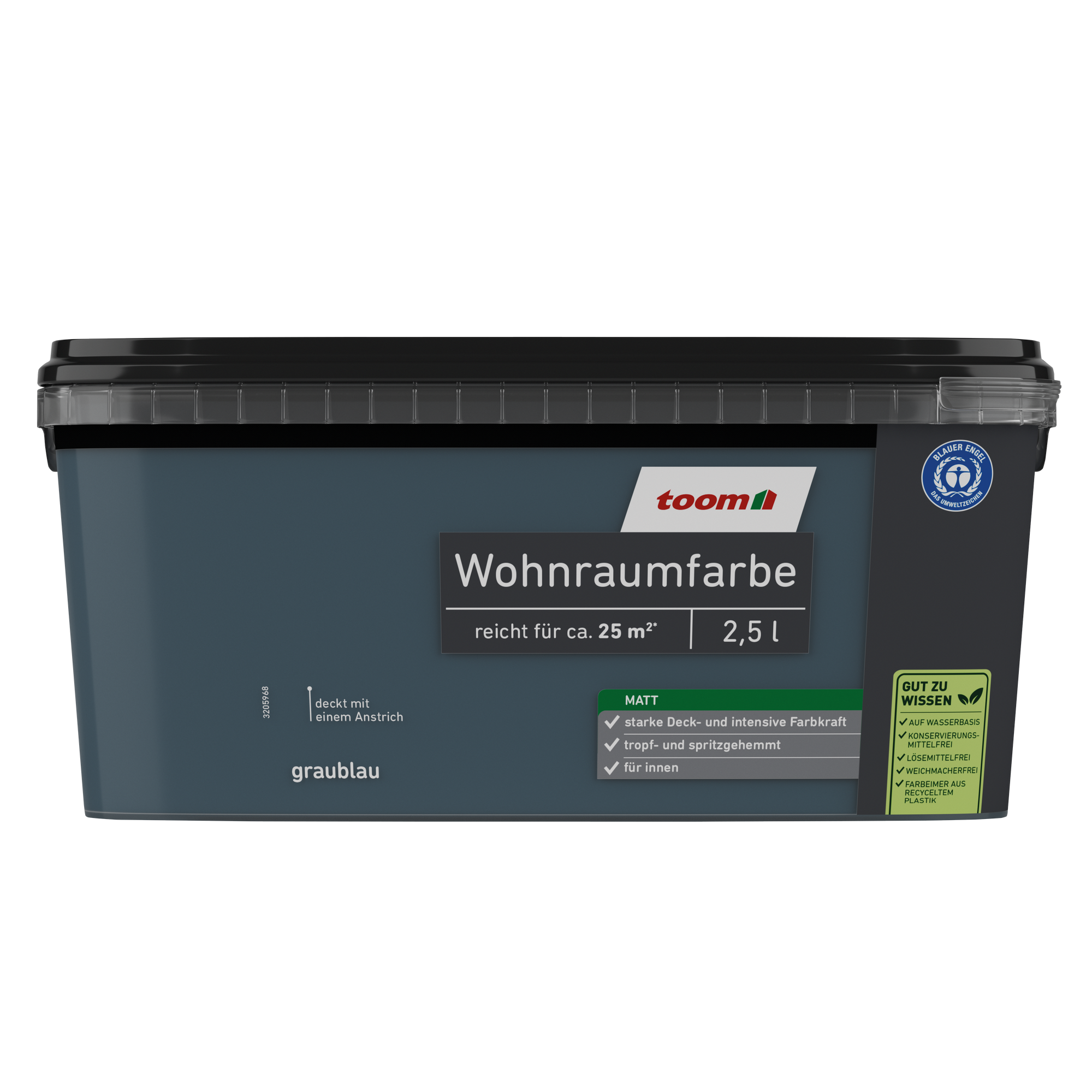 Wohnraumfarbe graublau matt 2,5 l