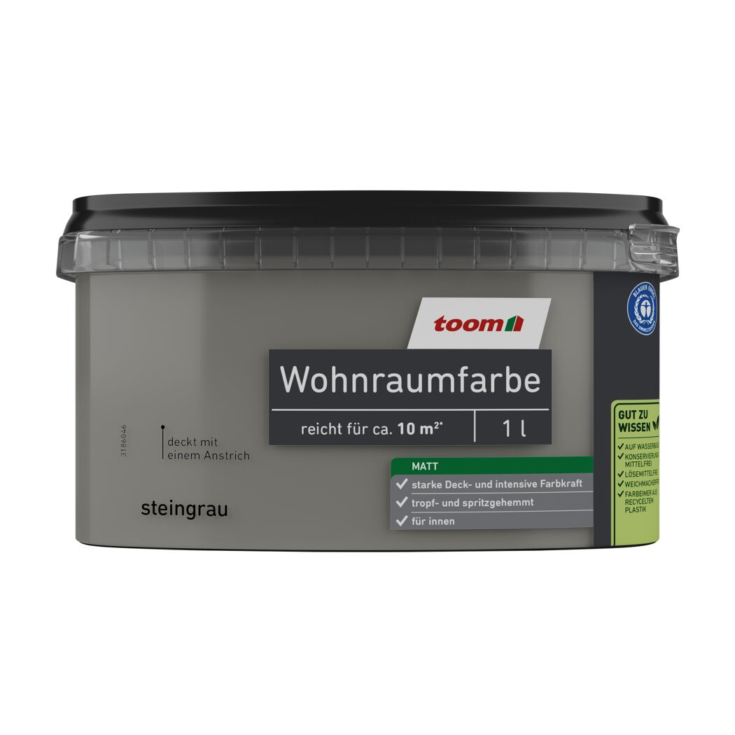 Wohnraumfarbe steingrau matt 1 l