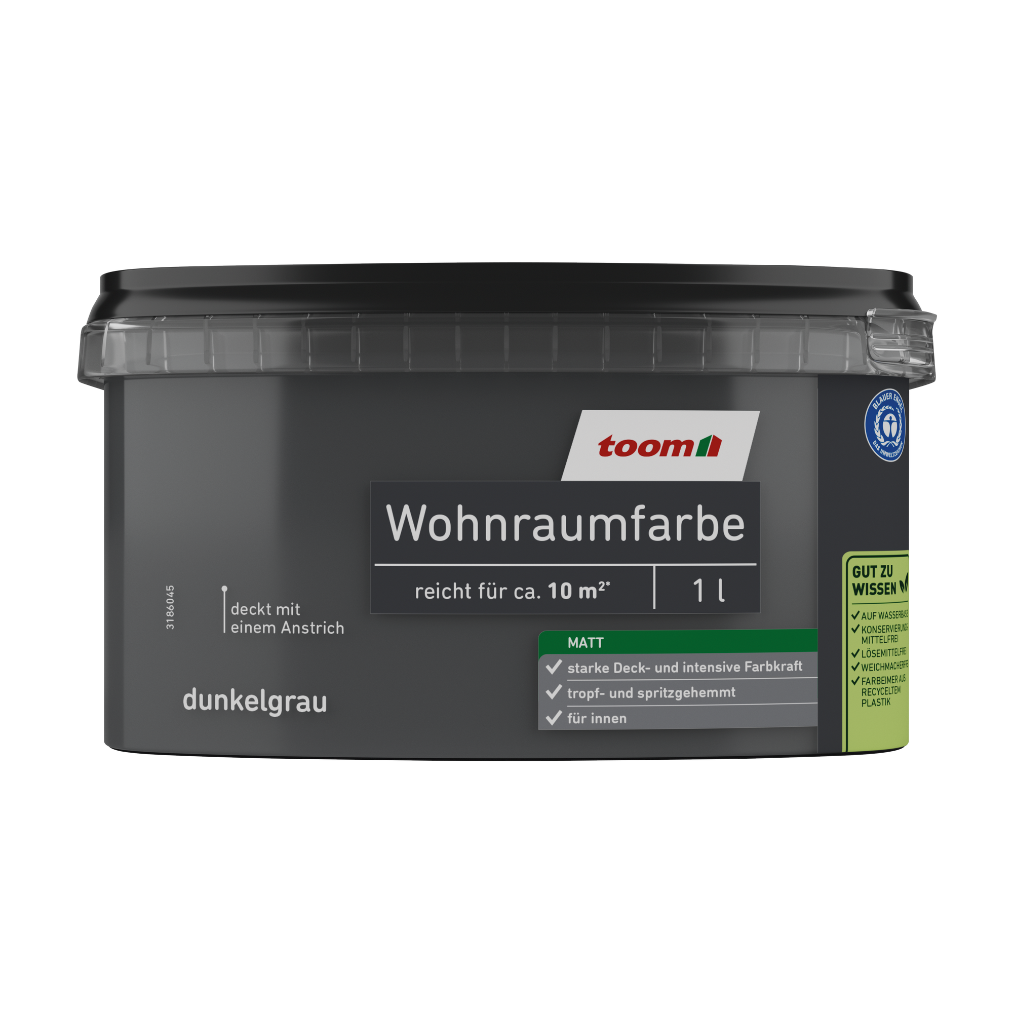 Wohnraumfarbe dunkelgrau matt 1 l