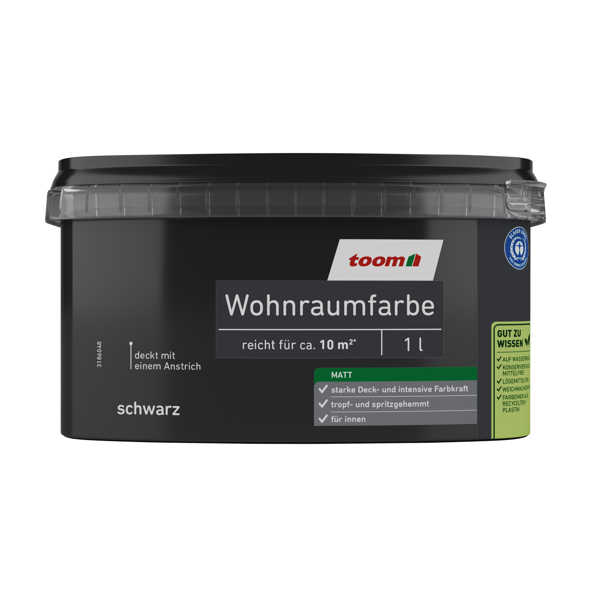 Wohnraumfarbe schwarz matt 1 l