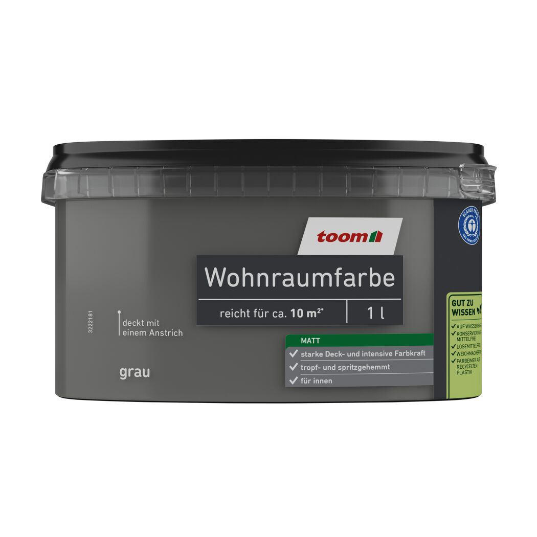 Wohnraumfarbe grau matt 1 l
