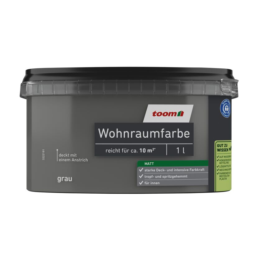 Wohnraumfarbe grau matt 1 l