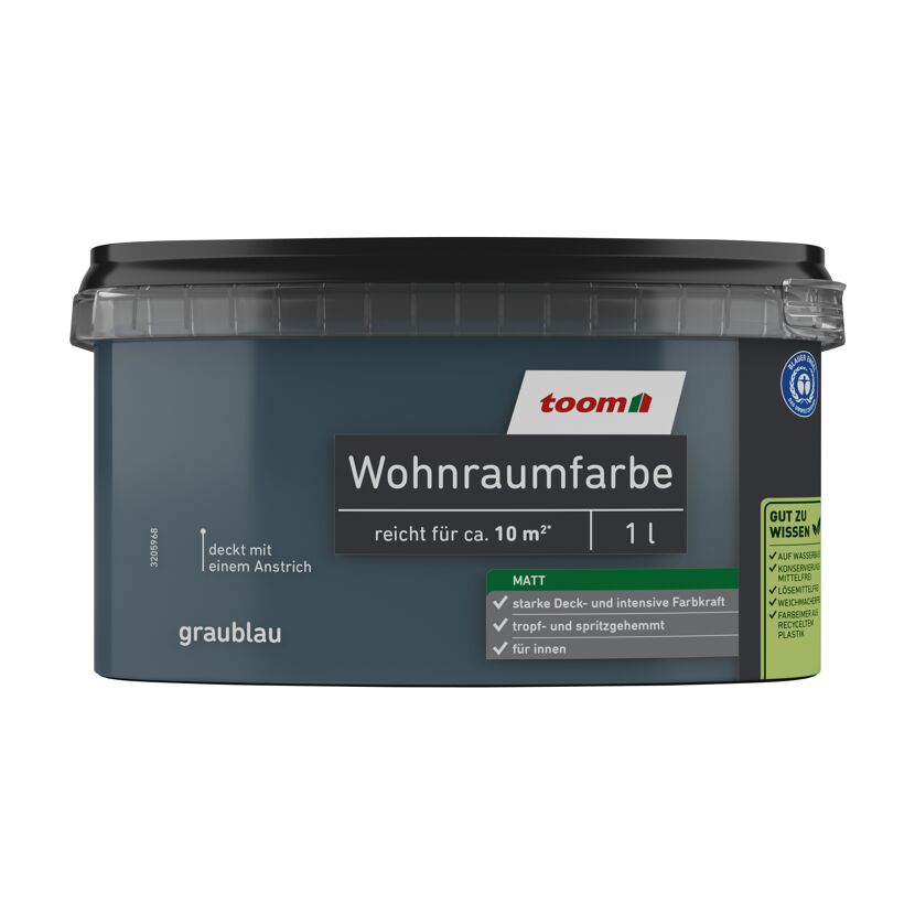 Wohnraumfarbe graublau matt 1 l