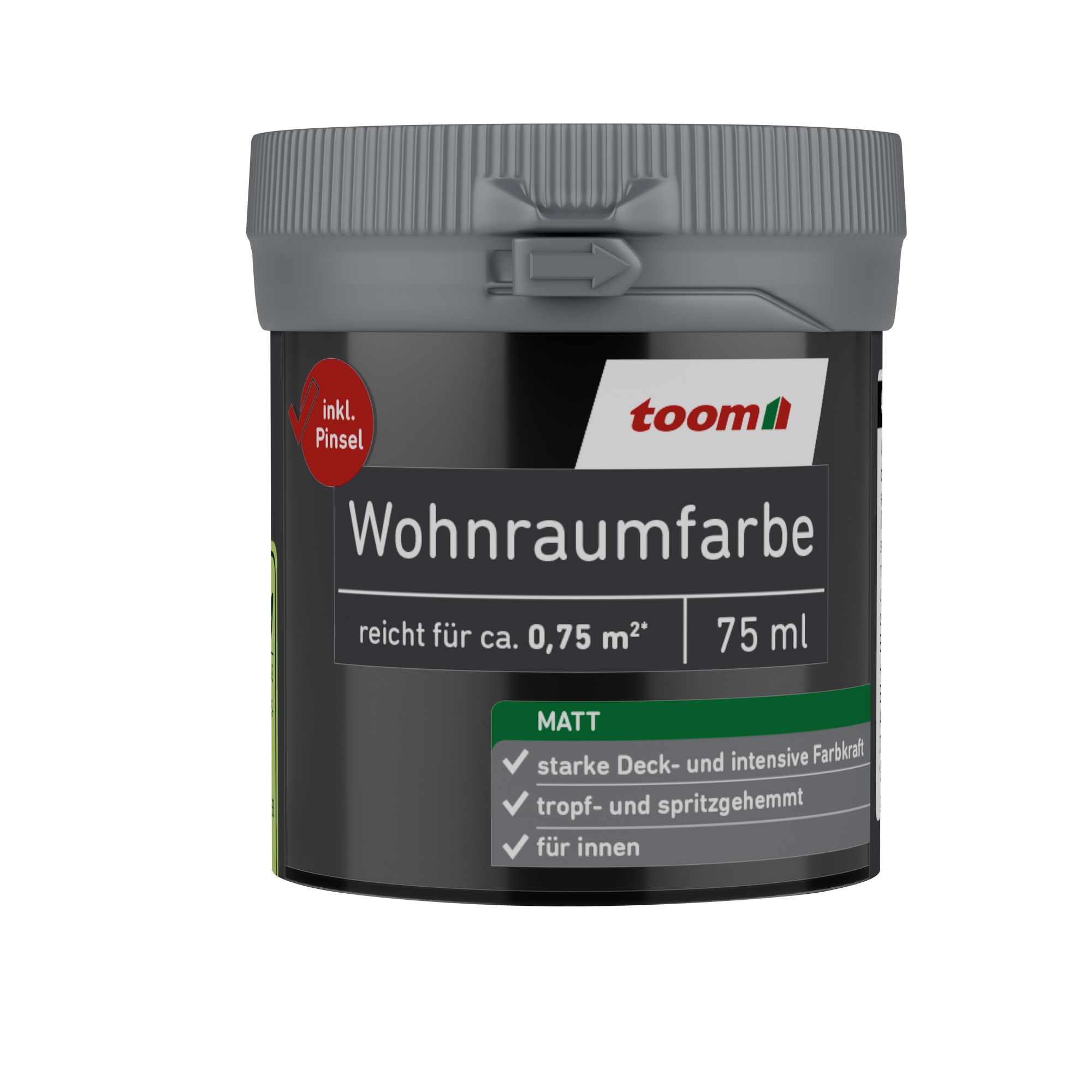 Wohnraumfarbe schwarz matt 75 ml