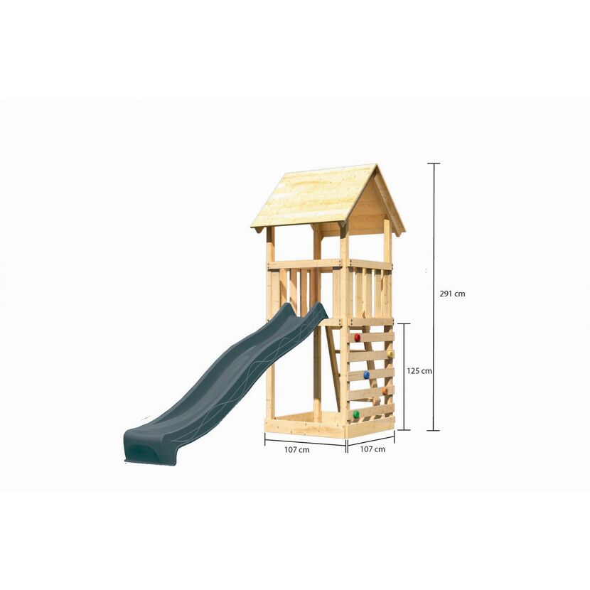 Kinderspielturm 'Lotti' nordische Fichte naturbelassen 107 x 291 x 107 cm