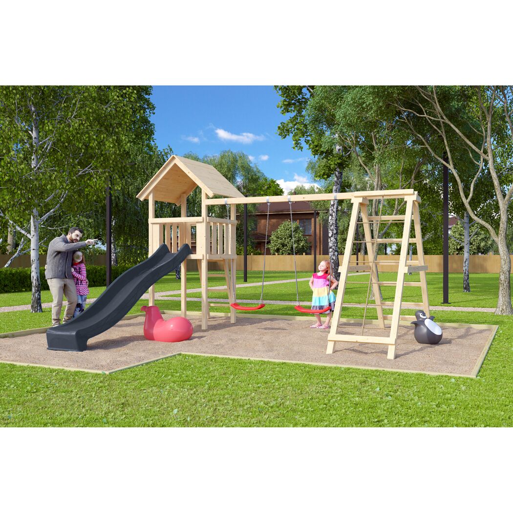 Kinderspielturm 'Lotti' nordische Fichte naturbelassen 107 x 291 x 107 cm