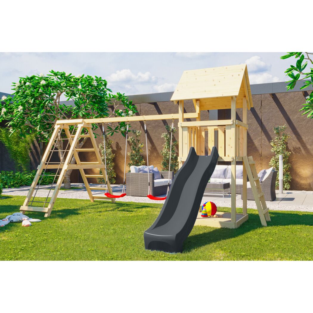 Kinderspielturm 'Lotti' nordische Fichte naturbelassen 107 x 291 x 107 cm