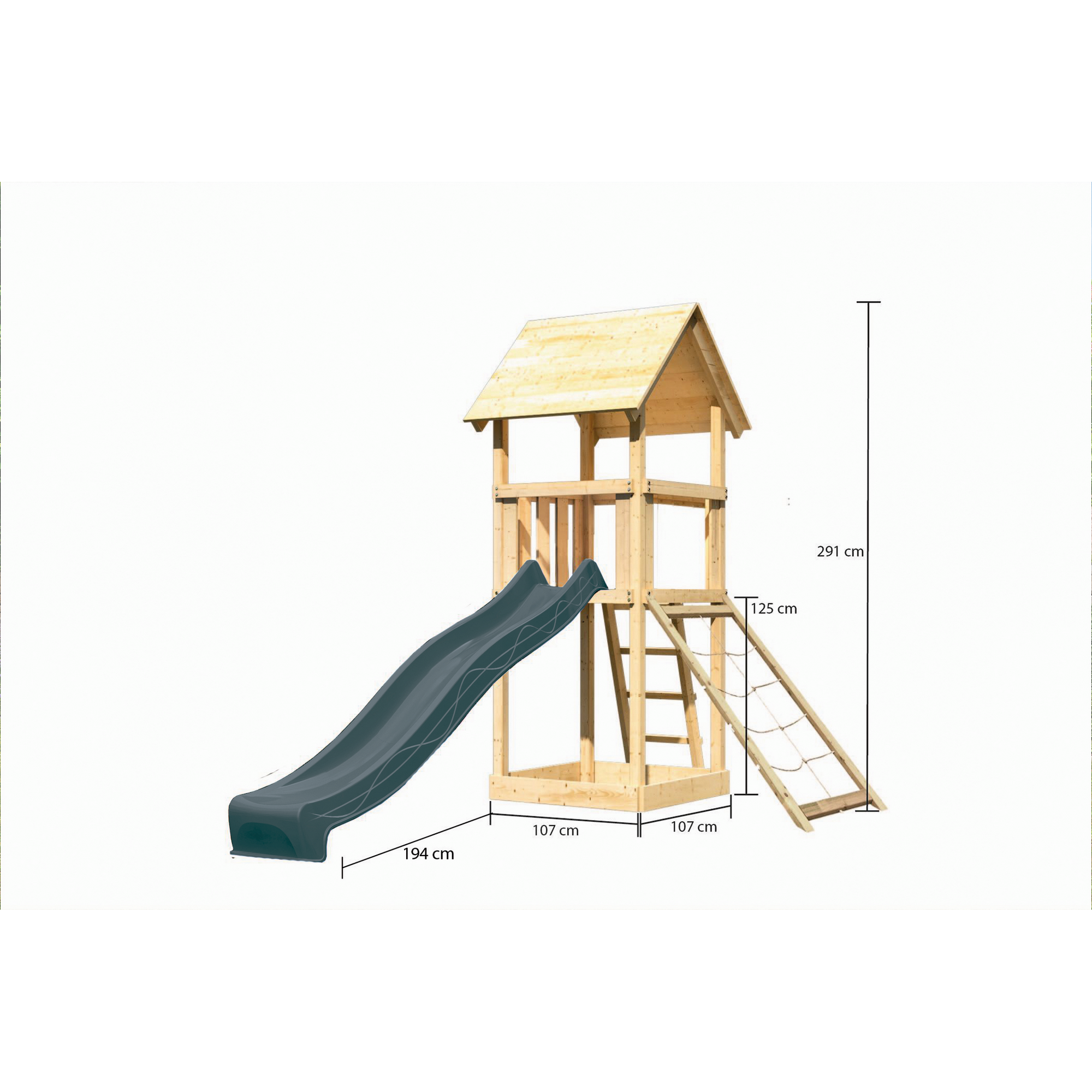 Kinderspielturm 'Lotti' nordische Fichte naturbelassen 107 x 291 x 107 cm