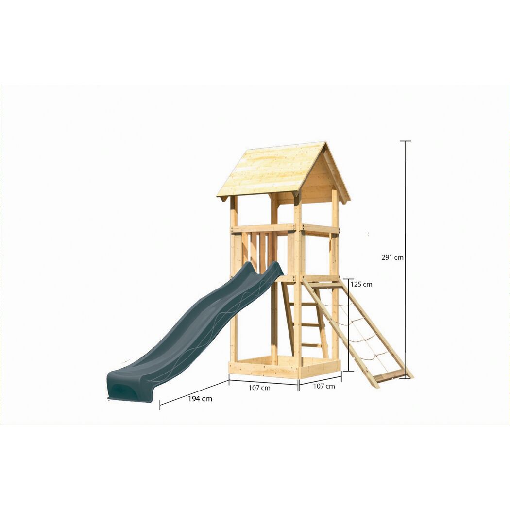 Kinderspielturm 'Lotti' nordische Fichte naturbelassen 107 x 291 x 107 cm