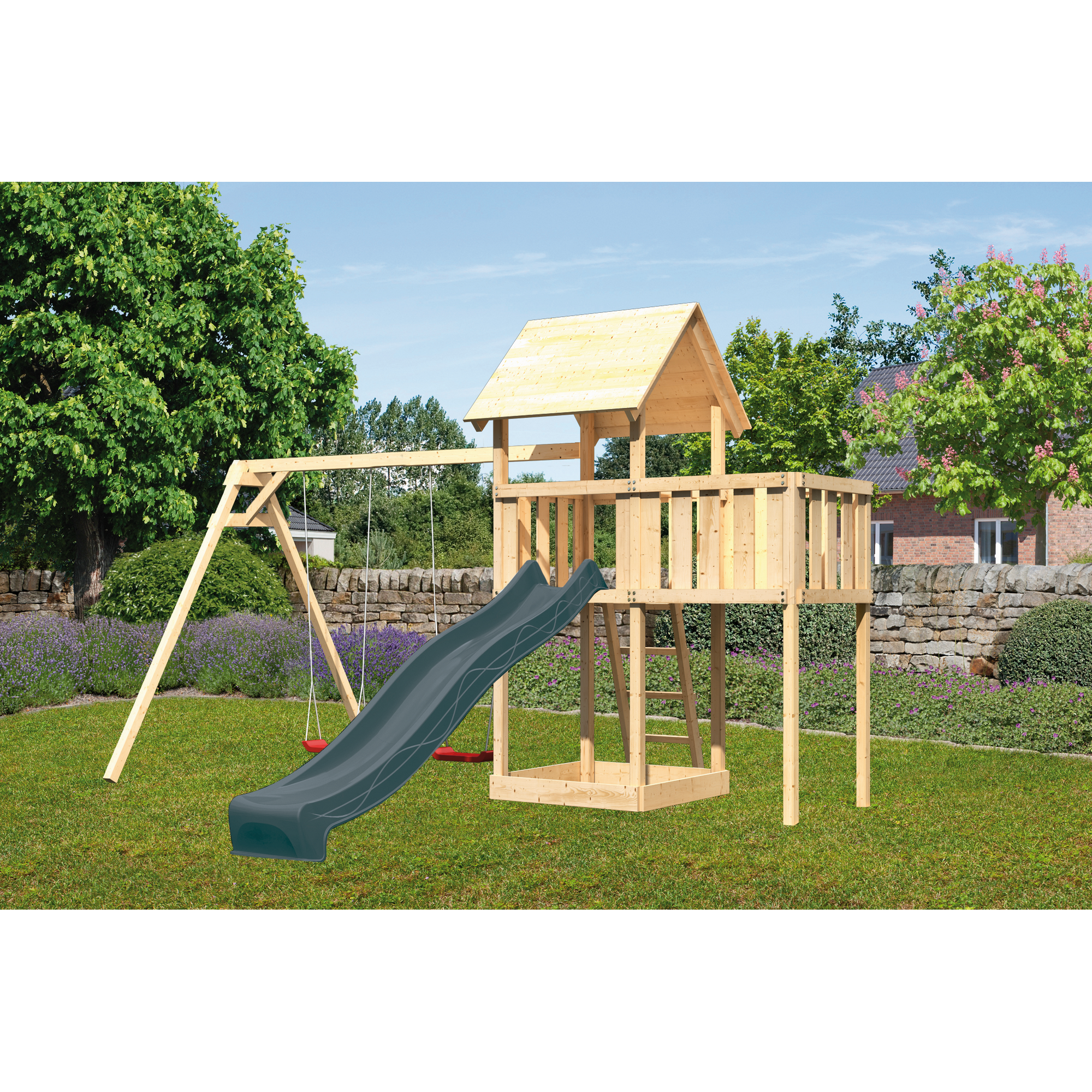 Kinderspielturm 'Lotti' nordische Fichte naturbelassen 107 x 291 x 107 cm