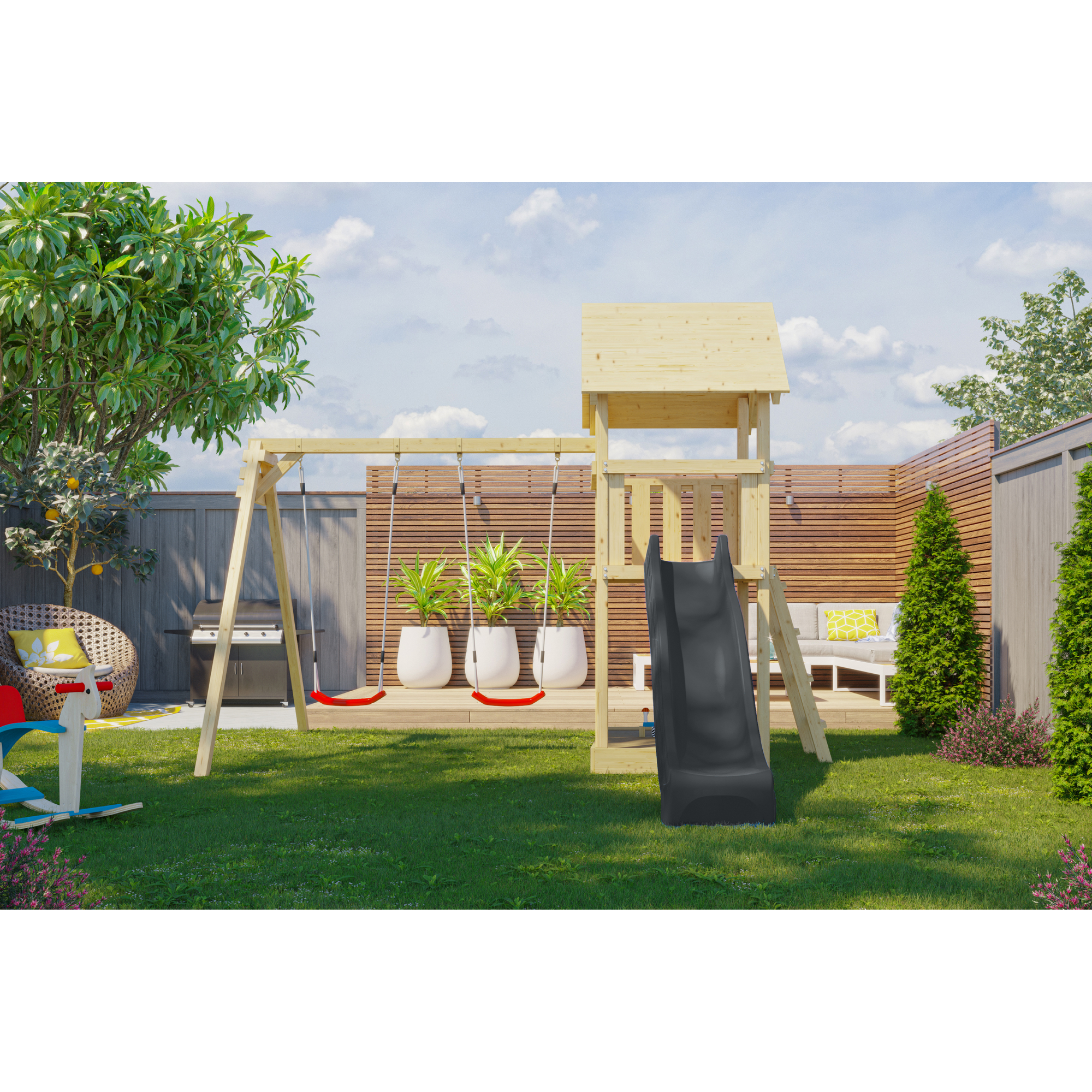 Kinderspielturm 'Lotti' nordische Fichte naturbelassen 107 x 291 x 107 cm