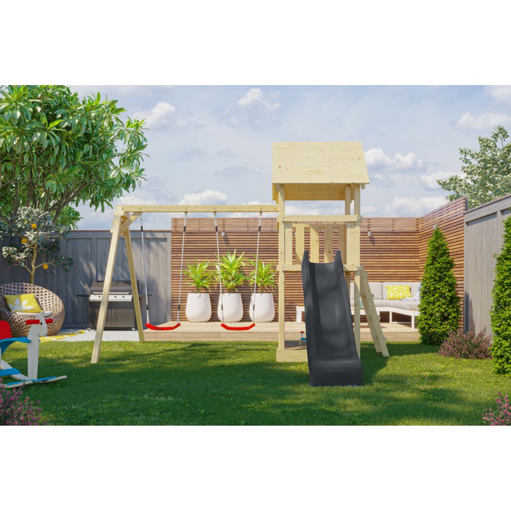 Kinderspielturm 'Lotti' nordische Fichte naturbelassen 107 x 291 x 107 cm