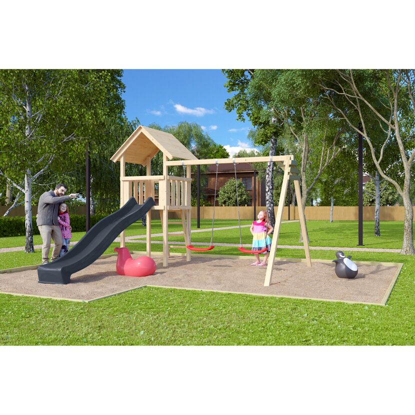Kinderspielturm 'Lotti' nordische Fichte naturbelassen 107 x 291 x 107 cm