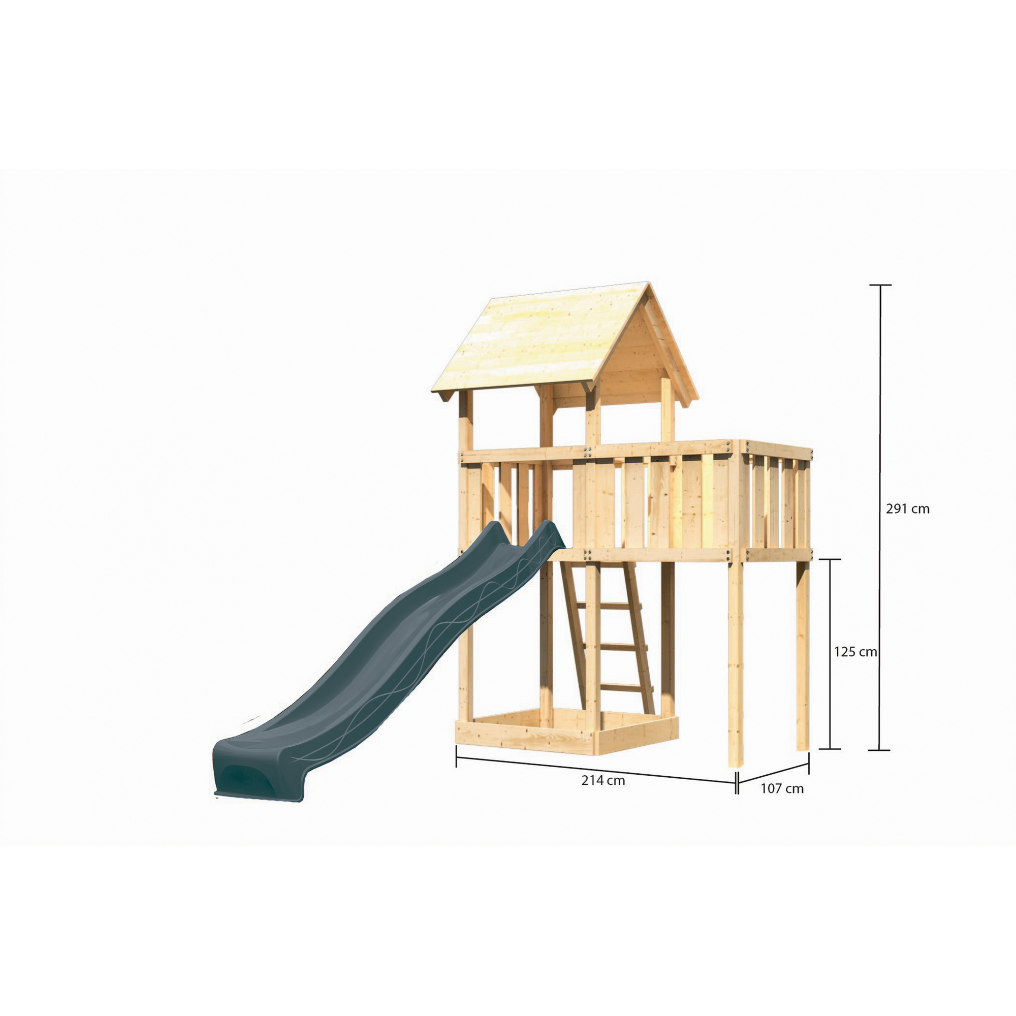 Kinderspielturm 'Lotti' nordische Fichte naturbelassen 107 x 291 x 107 cm