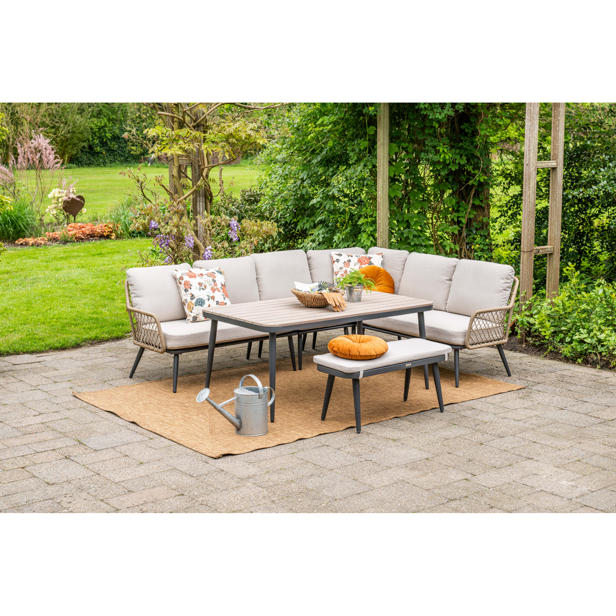 Loungemöbelset 'Allasio' Aluminium sand/grau 5-teilig