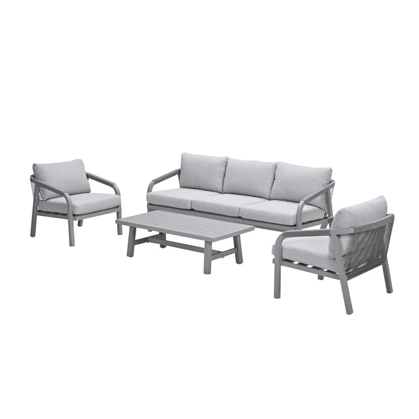 Loungemöbelset 'Monti' Aluminium hellgrau 4-teilig