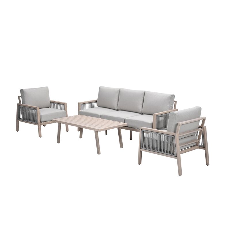 Loungemöbelset 'Decala' Aluminium grau/sand 4-teilig