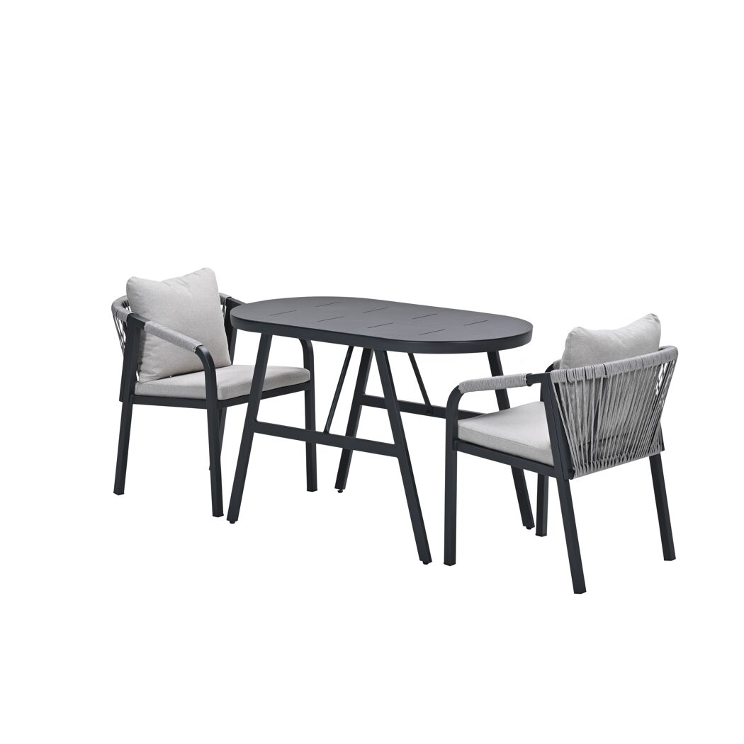 Balkonmöbelset 'Terni' Aluminium sand/grau 3-teilig