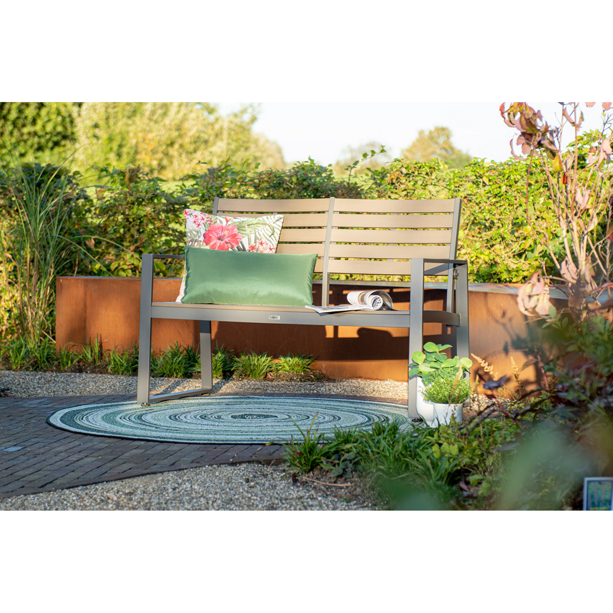 Gartenbank 'Detroit' 2-Sitzer Aluminium anthrazit/grau 122 x 85 x 64 cm