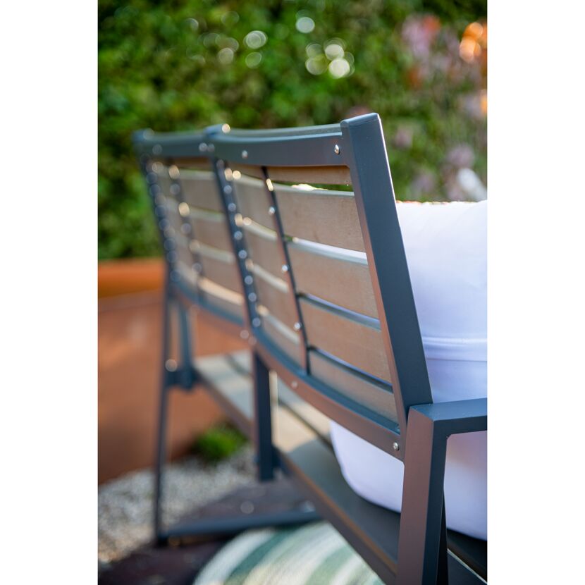 Gartenbank 'Detroit' 2-Sitzer Aluminium anthrazit/grau 122 x 85 x 64 cm