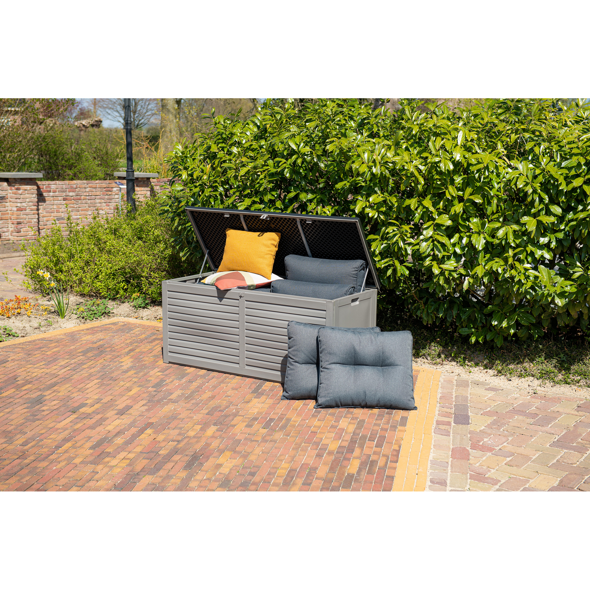 Kissenbox 'Primo' grau/schwarz 146,4 x 61 x 64,4 cm