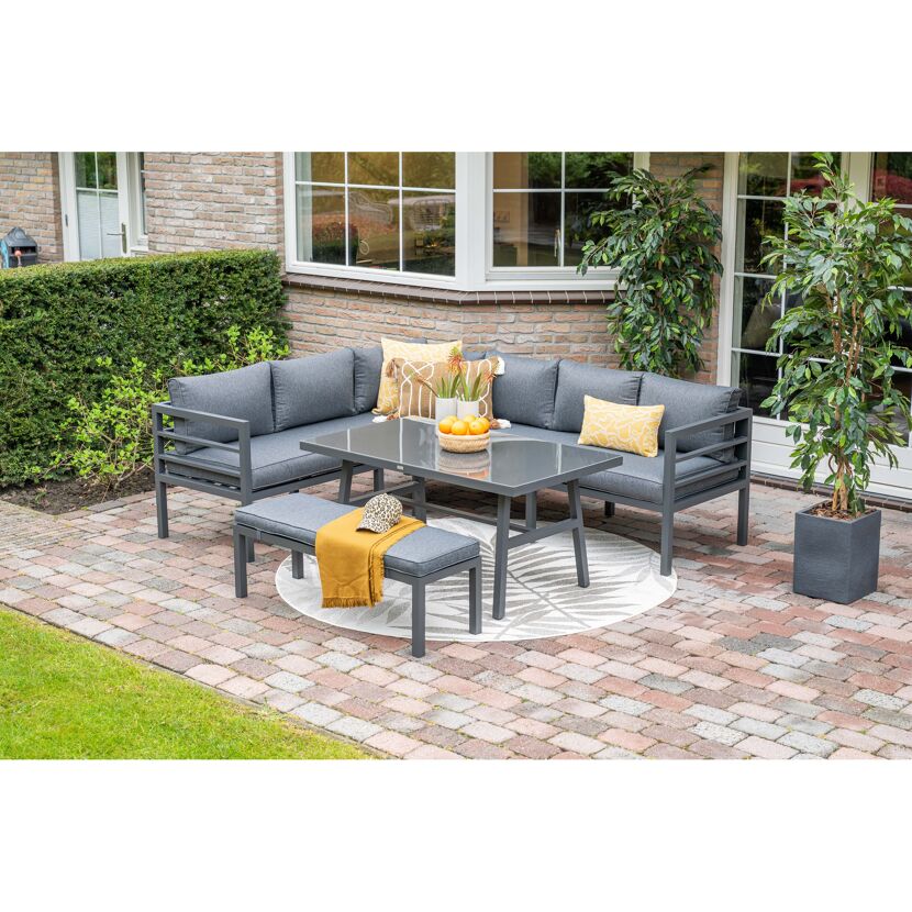Loungemöbelset 'Bleco' Aluminium schwarz/grau 4-teilig