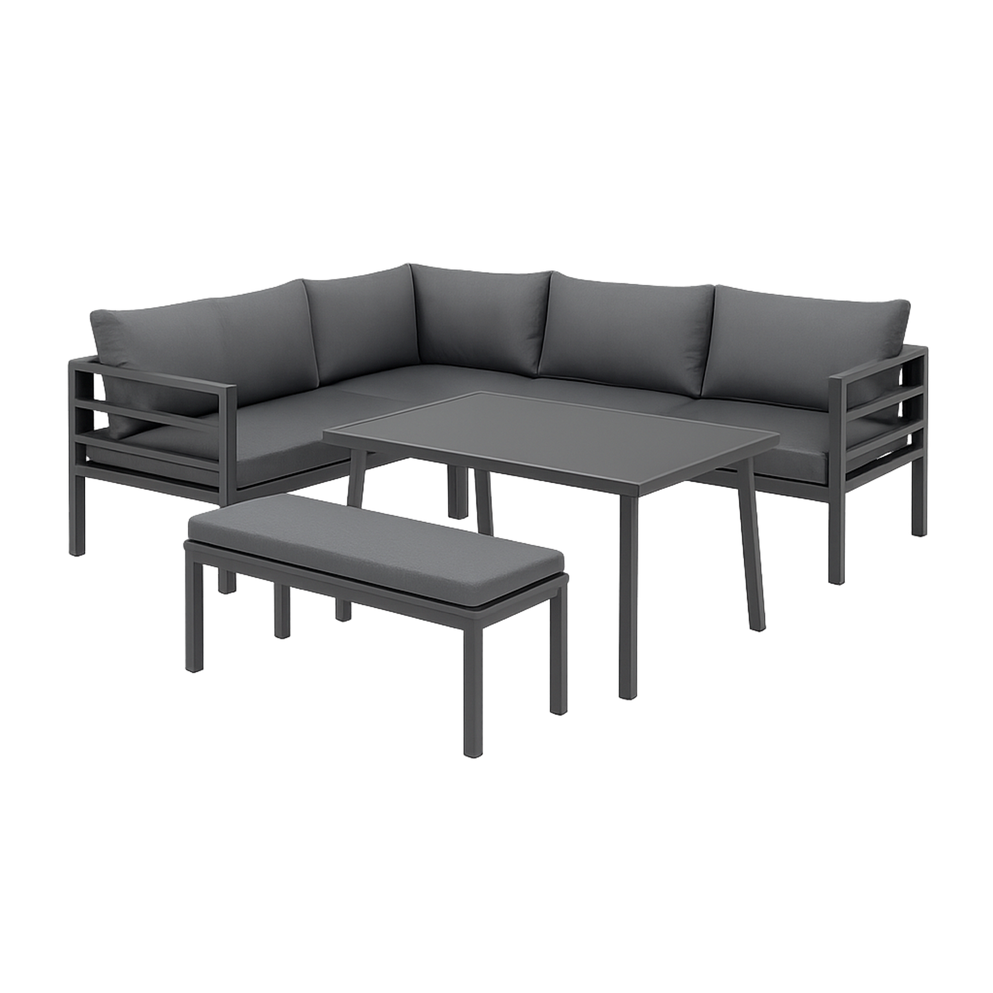 Loungemöbelset 'Bleco' Aluminium schwarz/grau 4-teilig