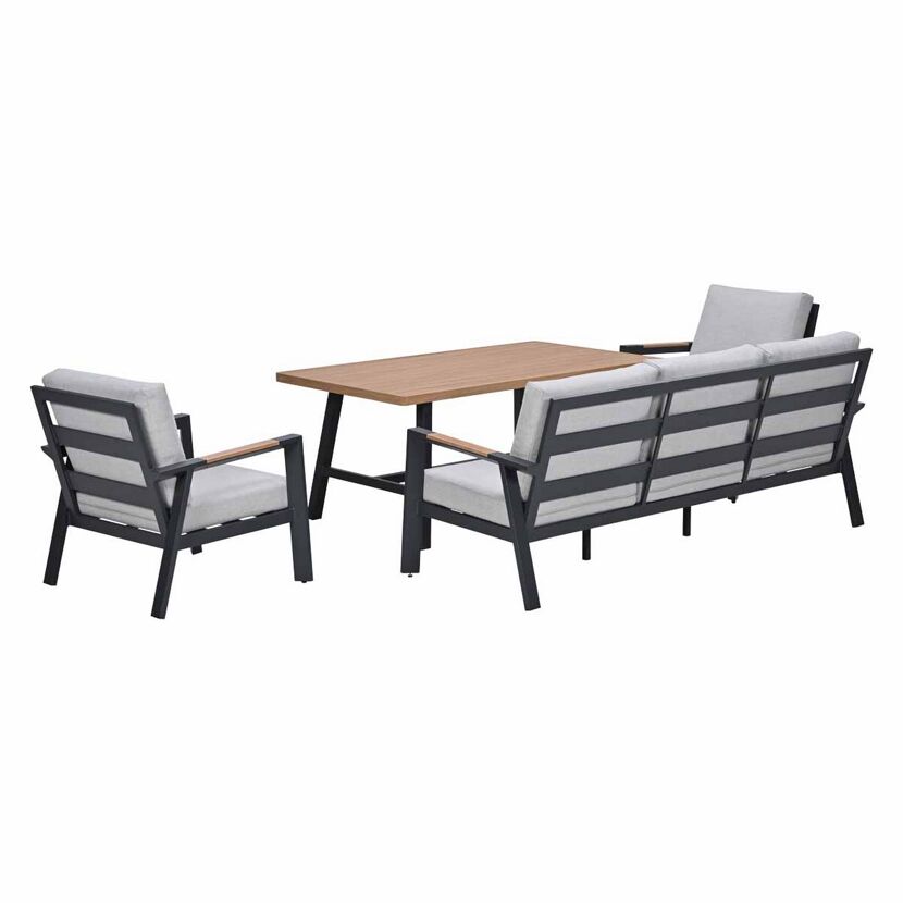 Loungemöbelset 'Elati' Aluminium hellgrau 4-teilig