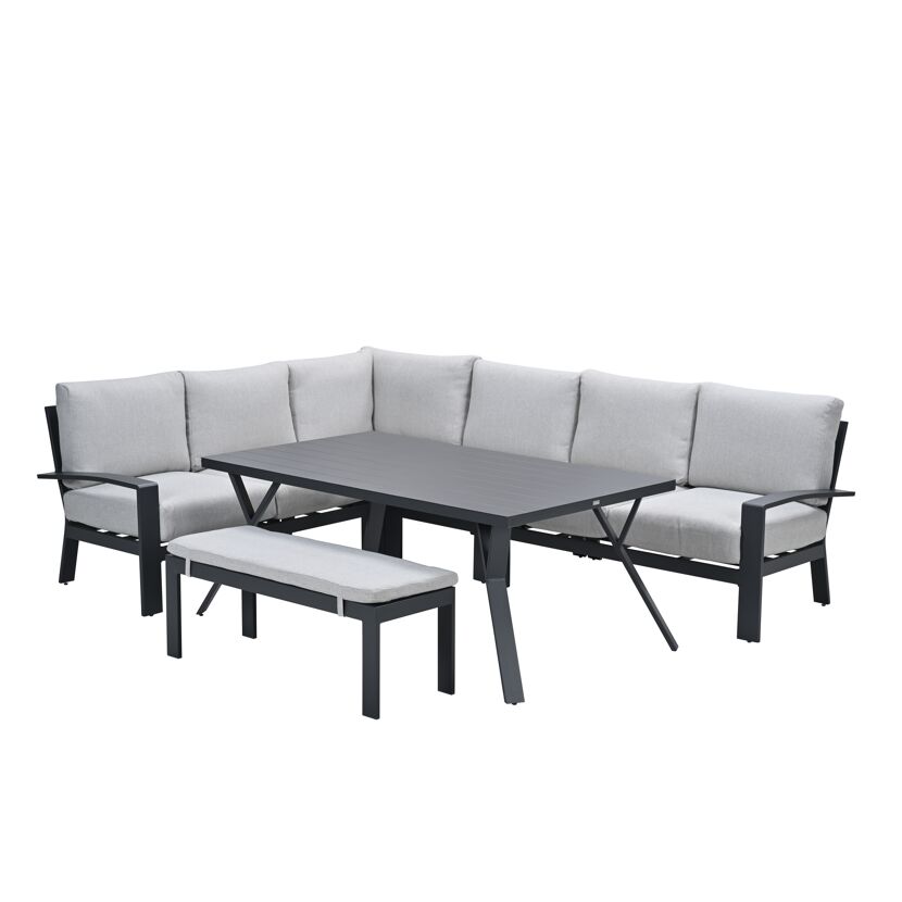 Loungemöbelset 'Rondo' Aluminum hellgrau 6-teilig