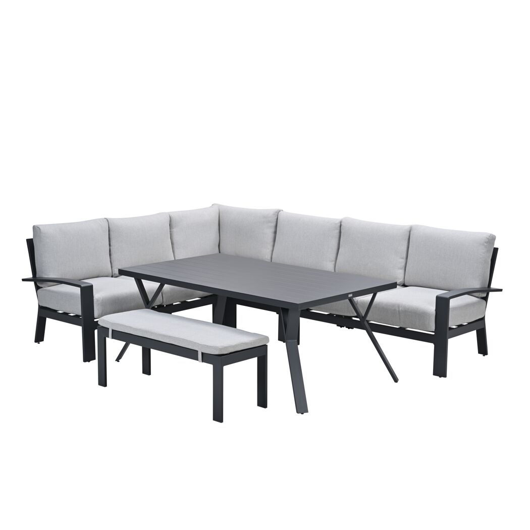 Loungemöbelset 'Rondo' Aluminum hellgrau 6-teilig