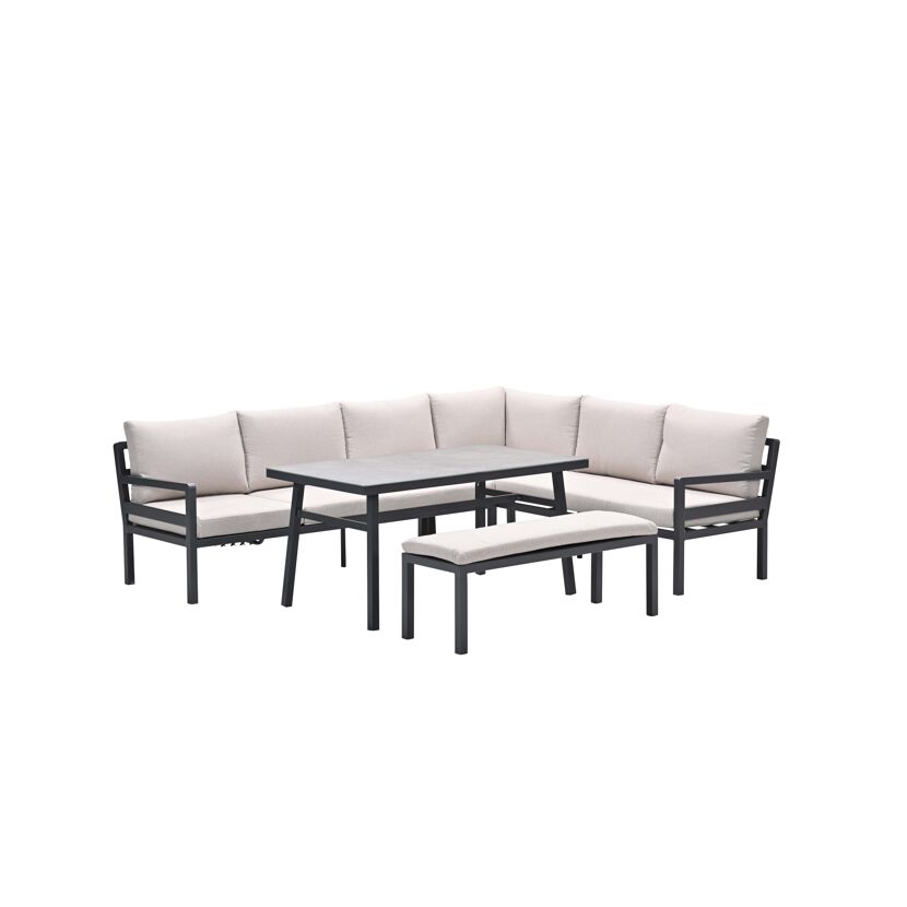 Loungemöbelset 'Corsica' Aluminium sand/grau 4-teilig