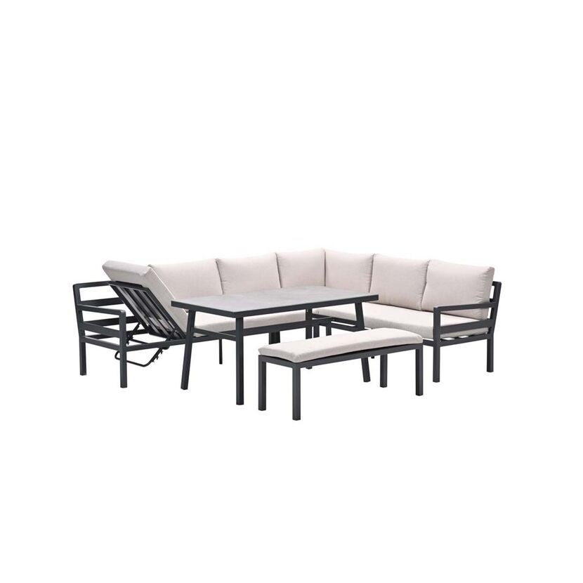 Loungemöbelset 'Corsica' Aluminium sand/grau 4-teilig