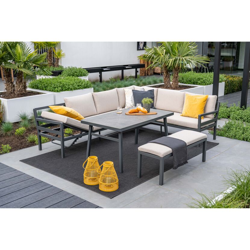Loungemöbelset 'Corsica' Aluminium sand/grau 4-teilig